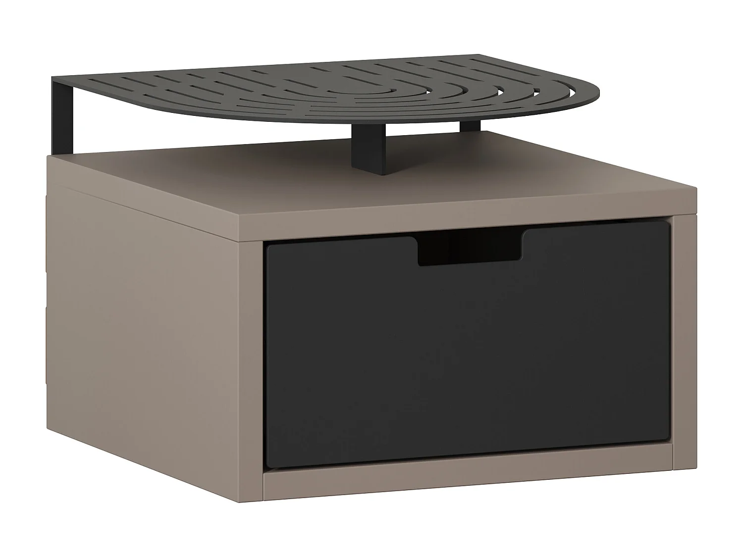 Decortie Modern Oslo Mocha Grey Nightstand with Drawer Engineered Wood with Metal Shelf Bedside Table