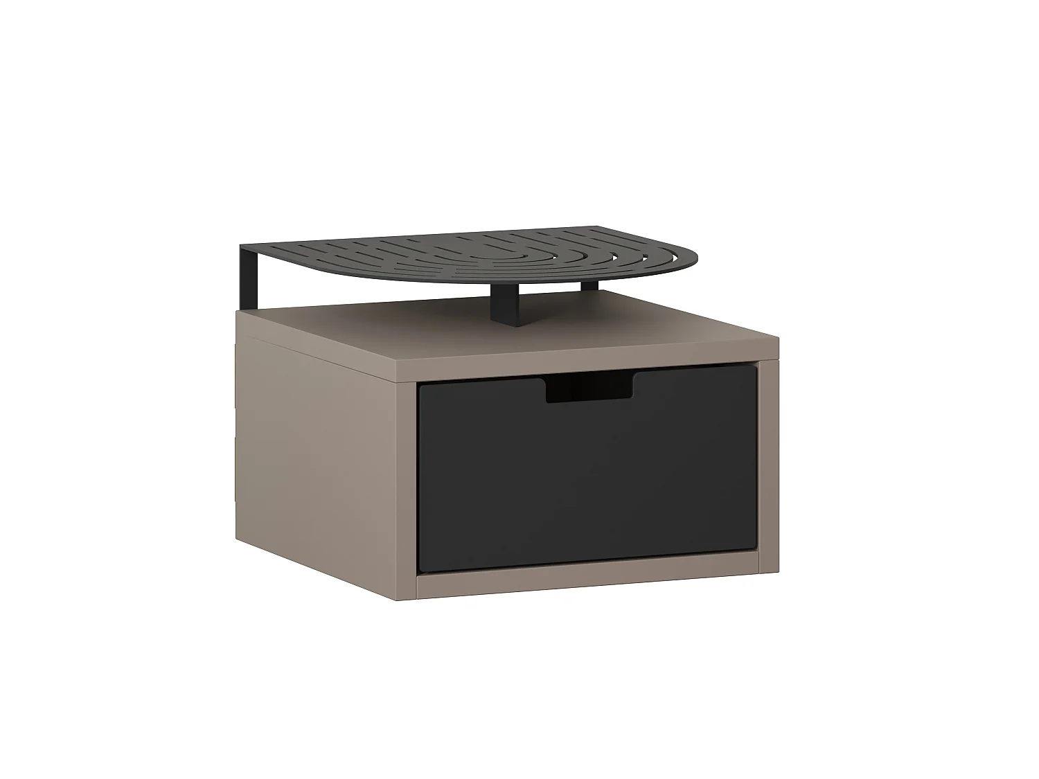 Decortie Modern Oslo Mocha Grey Nightstand with Drawer Engineered Wood with Metal Shelf Bedside Table