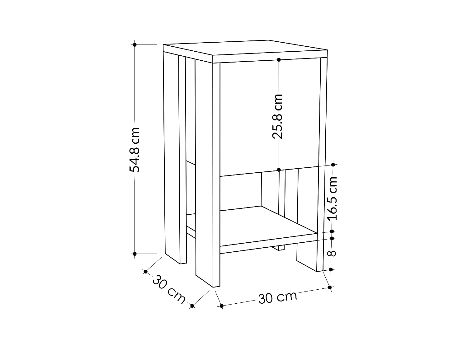 Decortie Ema Table de chevet moderne avec rangement Armoire à portes abattantes Effet chêne foncé Largeur 30cm