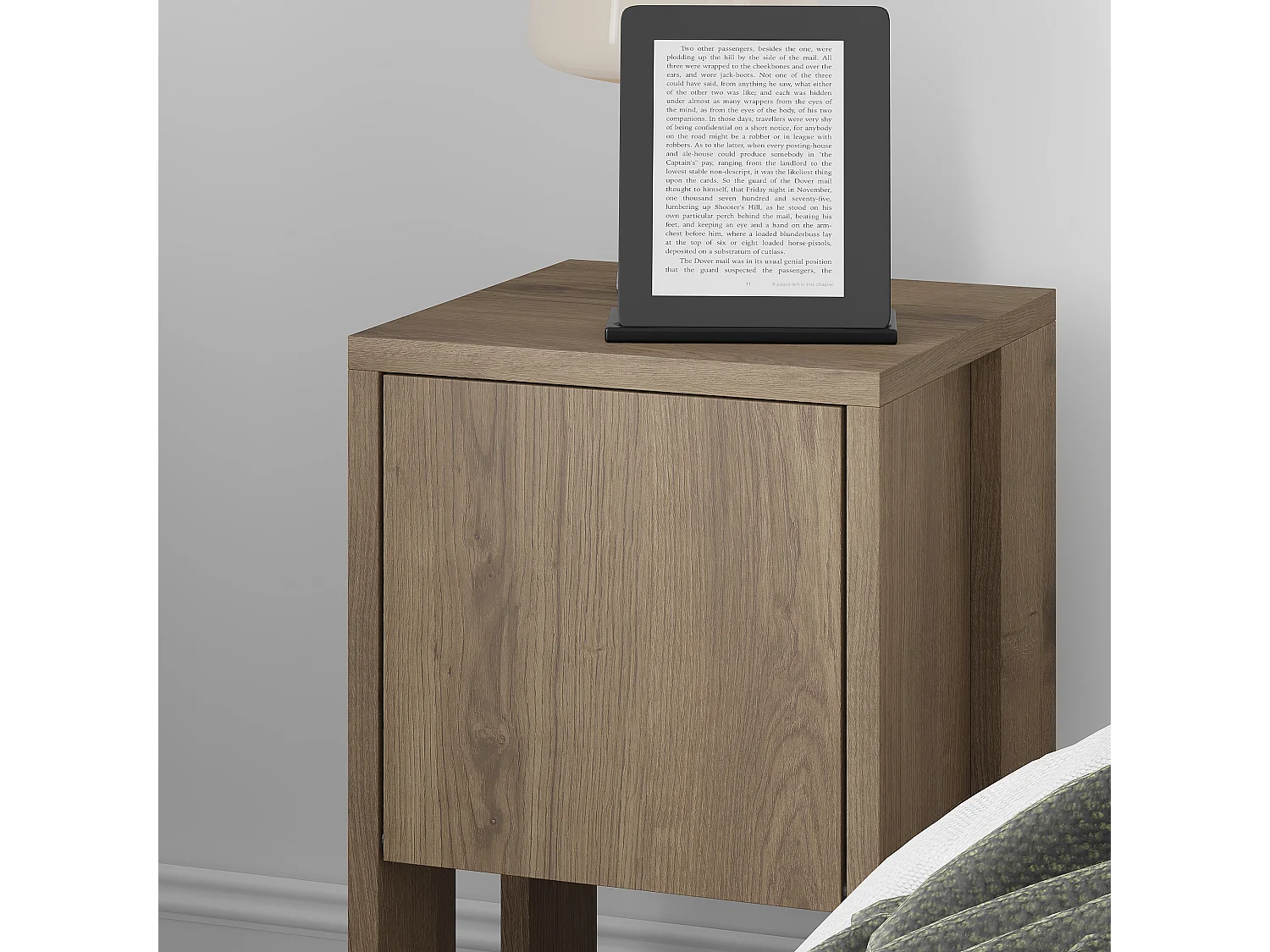 Decortie Ema Table de chevet moderne avec rangement Armoire à portes abattantes Effet chêne foncé Largeur 30cm