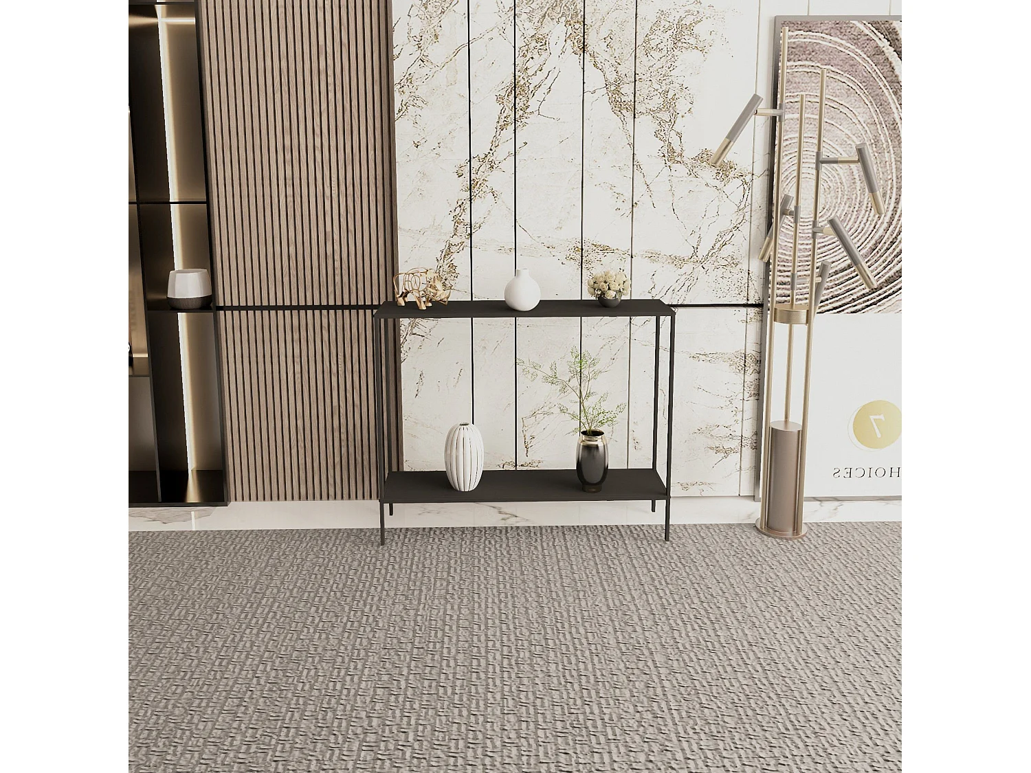 Console style minimaliste Ondas L83cm Bois et Métal Noir