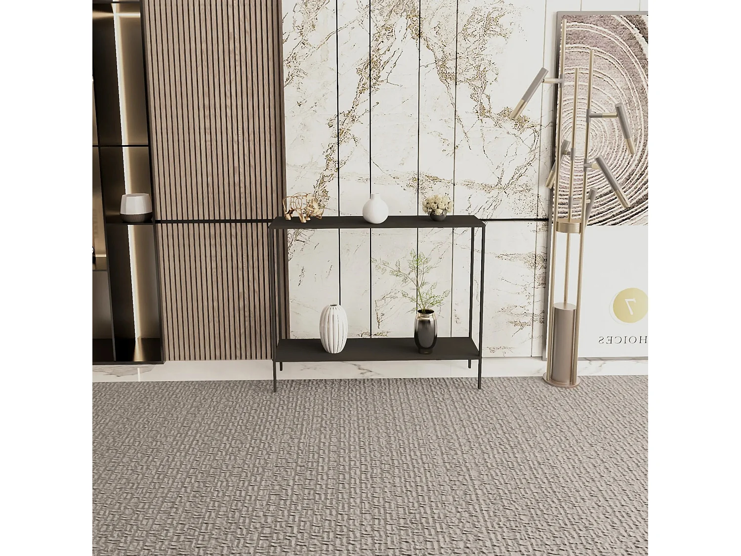 Console style minimaliste Ondas L83cm Bois et Métal Noir