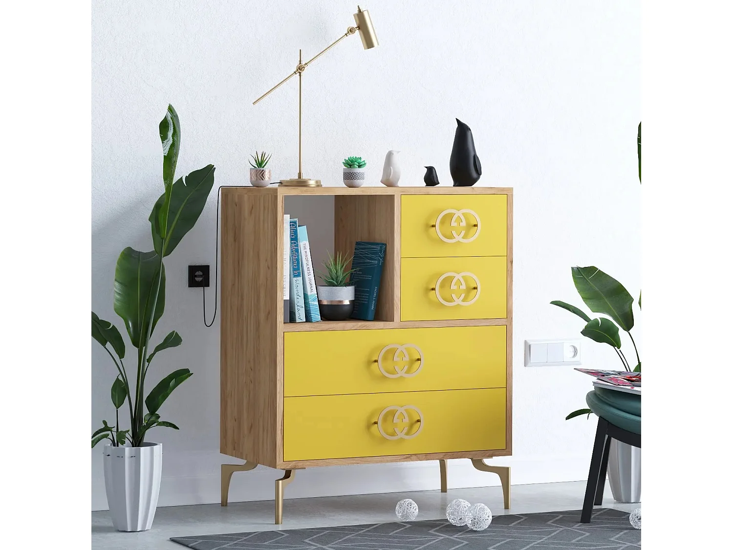 Cómoda ELİN Oro color roble 70x40x88.6 cm