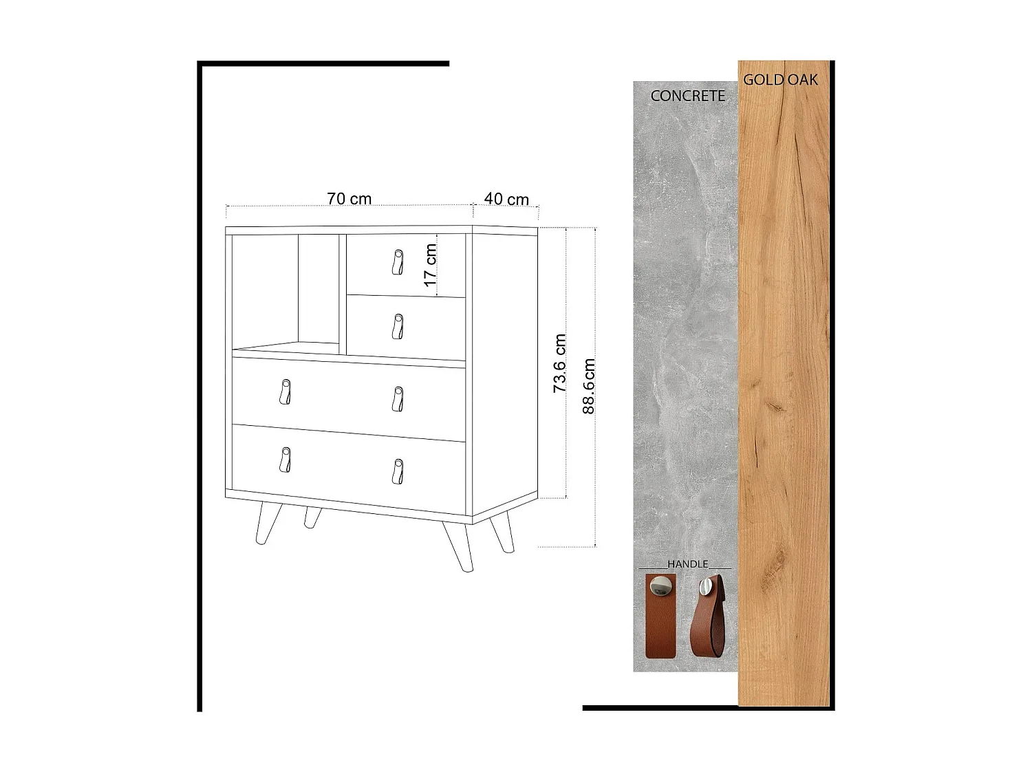 Console design Elina L70cm 4 tiroirs Bois Jaune et Métal Or