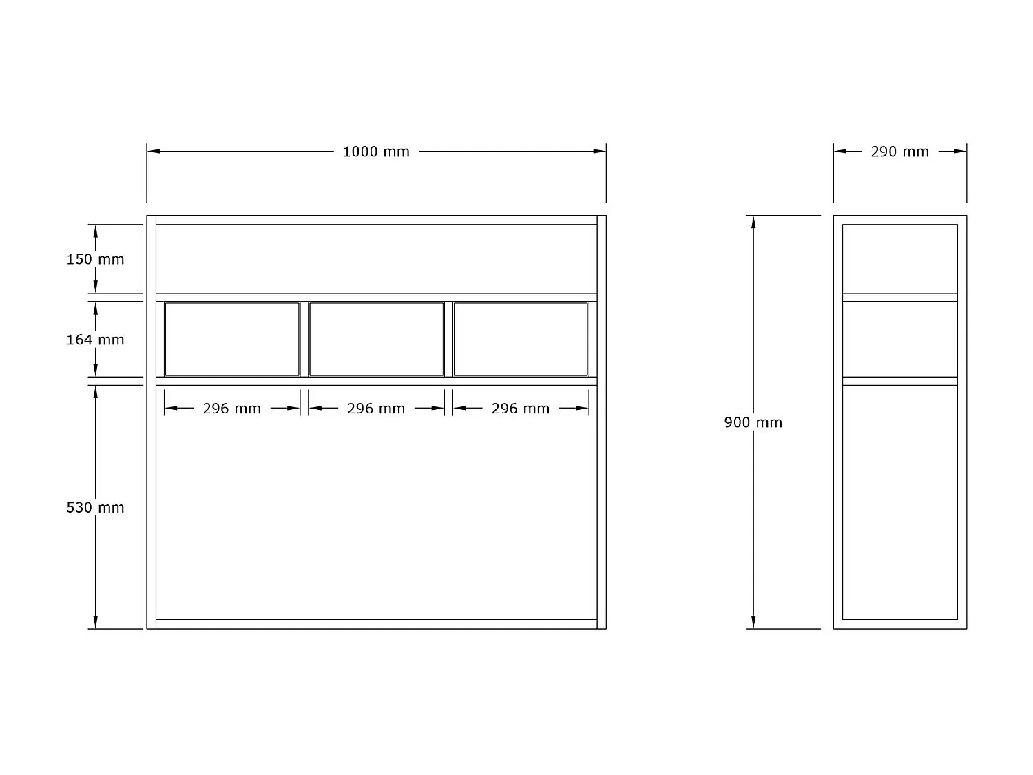 Aparador – 100 cm x 90 cm x 29 cm – Branco – Aglomerado revestido em melamina