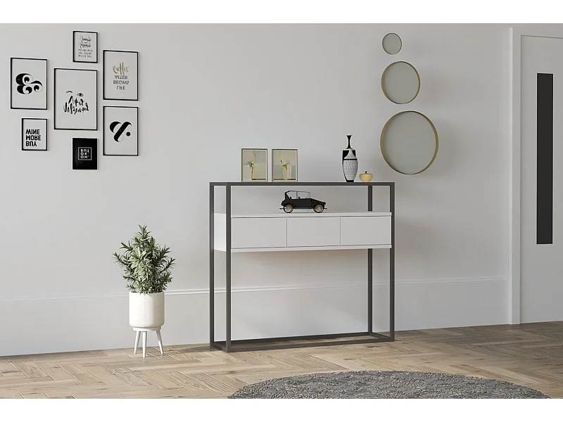 Aparador – 100 cm x 90 cm x 29 cm – Branco – Aglomerado revestido em melamina