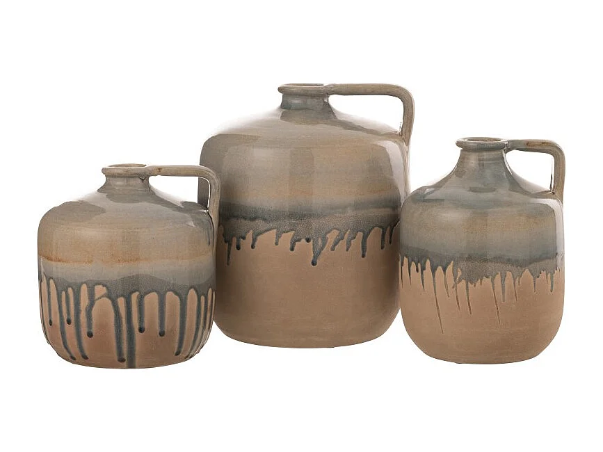 Jarra de cerámica beige con asa 16x21x21 cm