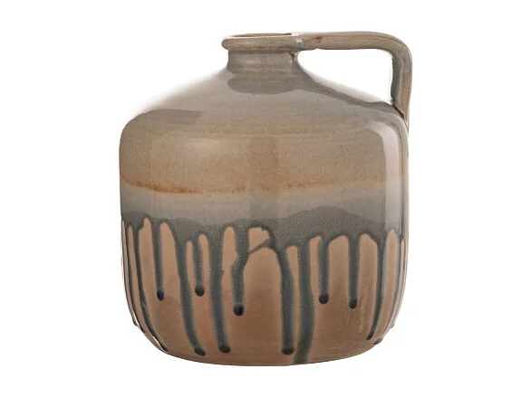 Jarra de cerámica beige con asa 16x21x21 cm