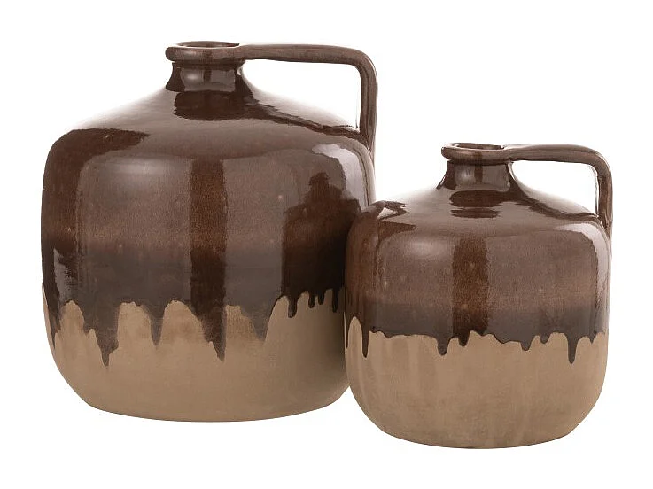 Brocca in ceramica marrone con manico 17x19,5x19,5 cm