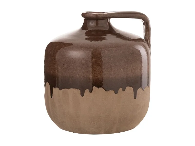 Brocca in ceramica marrone con manico 17x19,5x19,5 cm