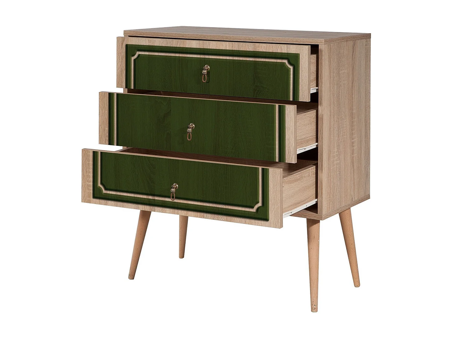 Commode Irnilo L80cm Bois clair et Vert foncé