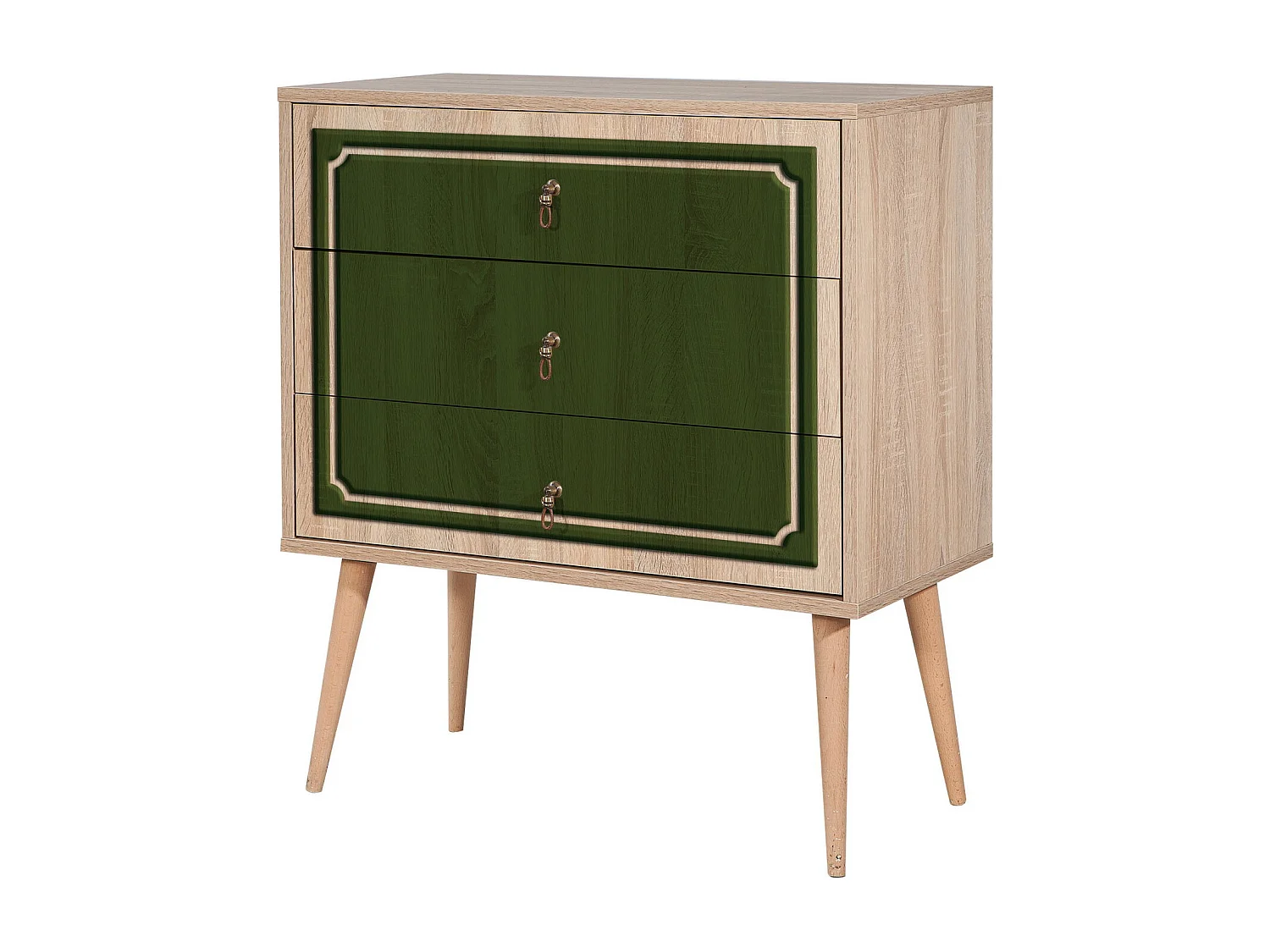 Commode Irnilo L80cm Bois clair et Vert foncé