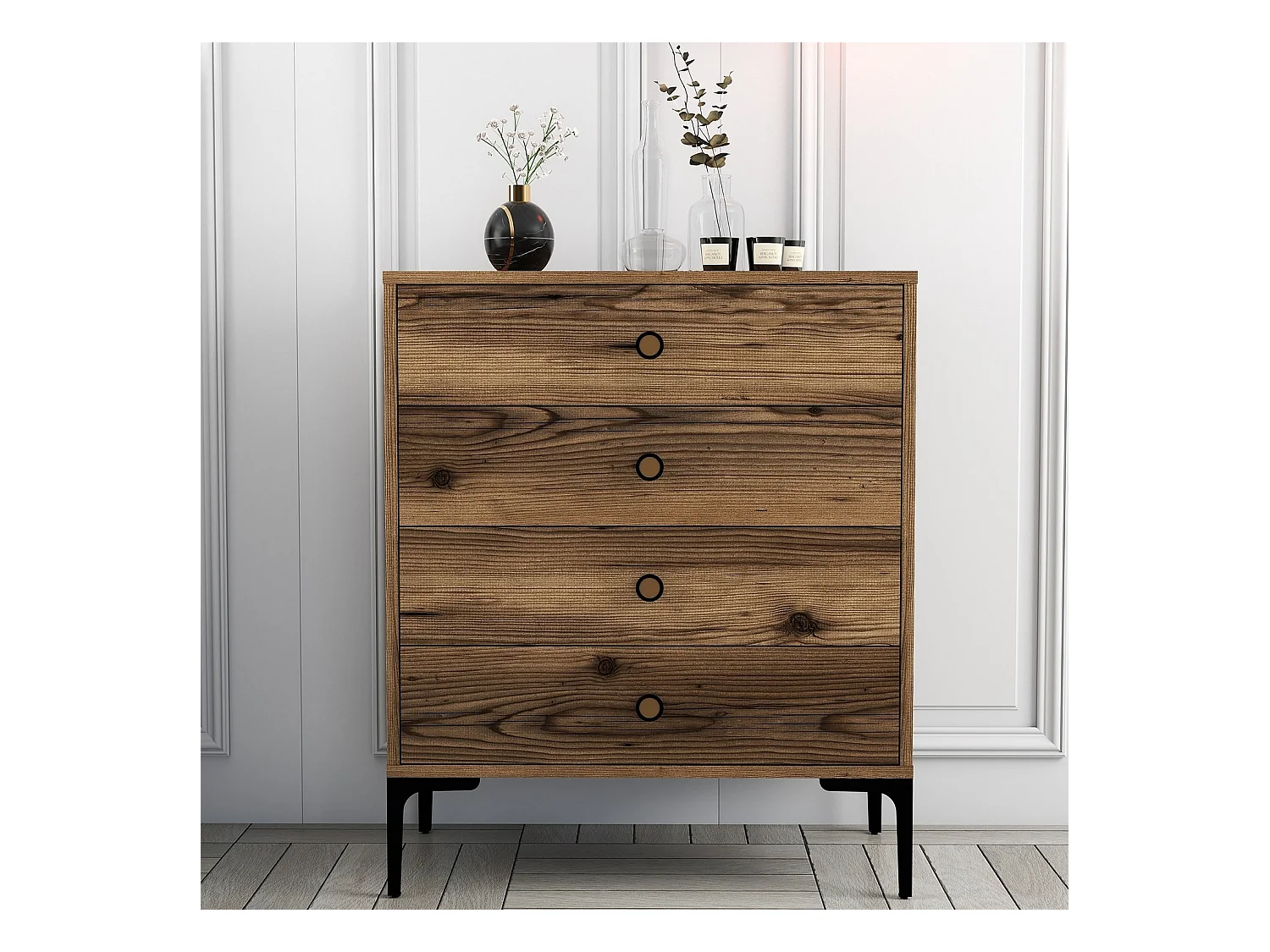 Cómoda Lizbon 539 color nogal 76x40x90.7 cm