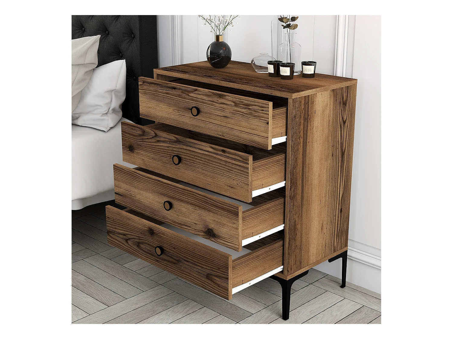 Cómoda Lizbon 539 color nogal 76x40x90.7 cm