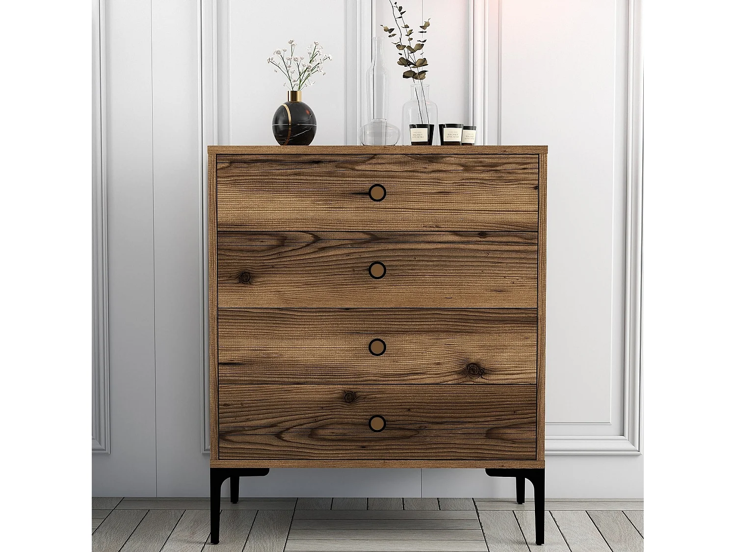 Commode 4 tiroirs Secondo H90,7cm Bois