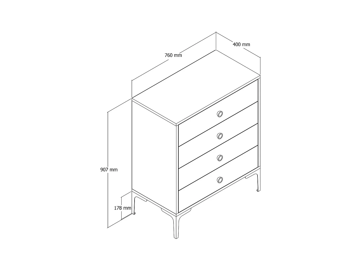 Cómoda Lizbon 542 blanco 76x40x90.7 cm