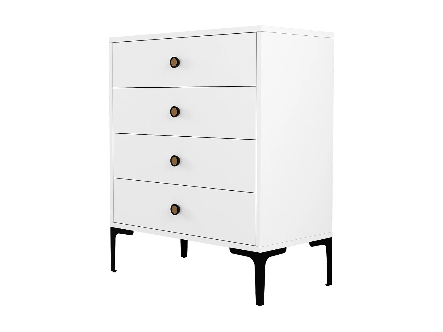 Commode 4 tiroirs Tullio H90,7cm Blanc