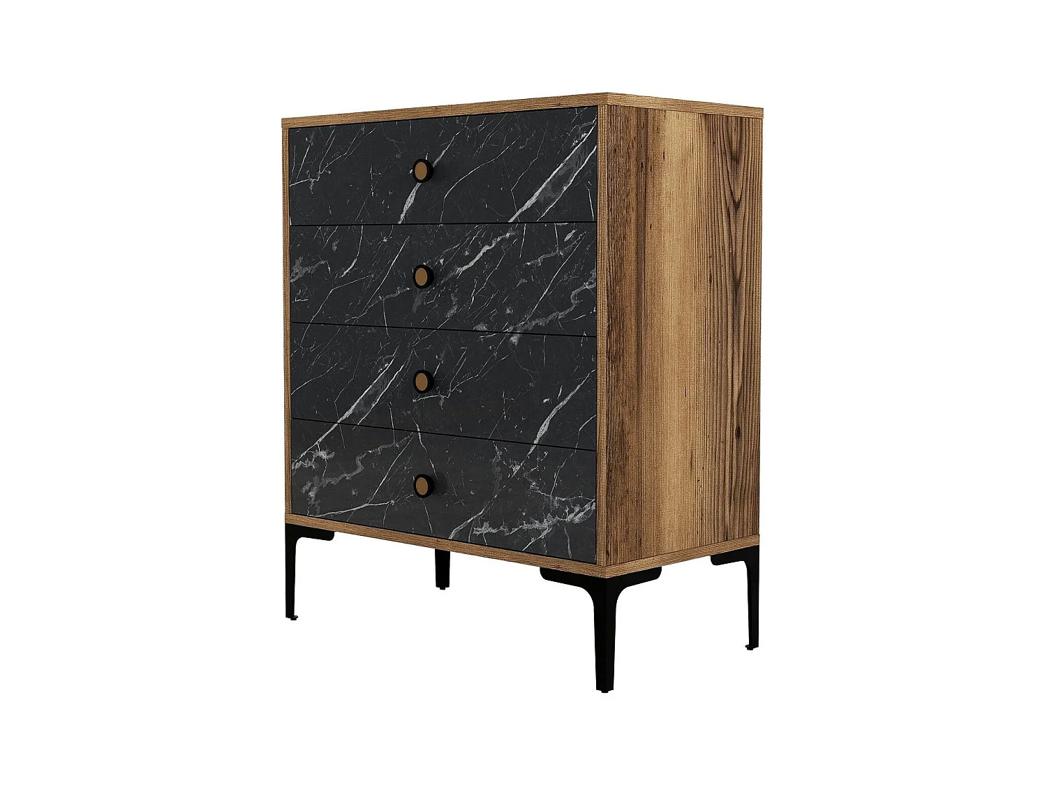 Cómoda Lizbon 541 negro color nogal 76x40x90.7 cm