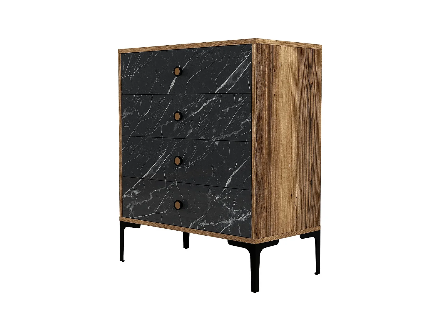 Cómoda Lizbon 541 negro color nogal 76x40x90.7 cm