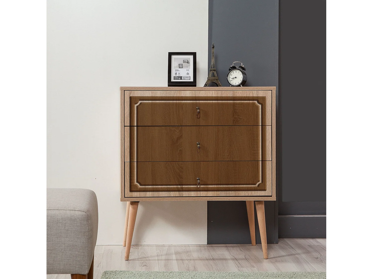 Commode Irnilo L80cm Bois clair et Marron
