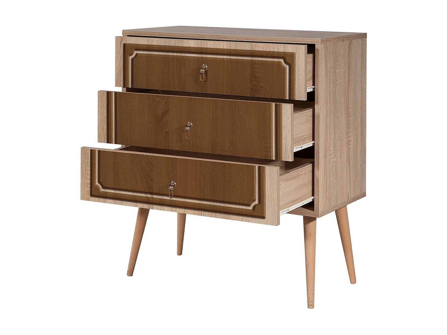 Commode Irnilo L80cm Bois clair et Marron