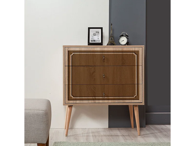 Commode Irnilo L80cm Bois clair et Marron