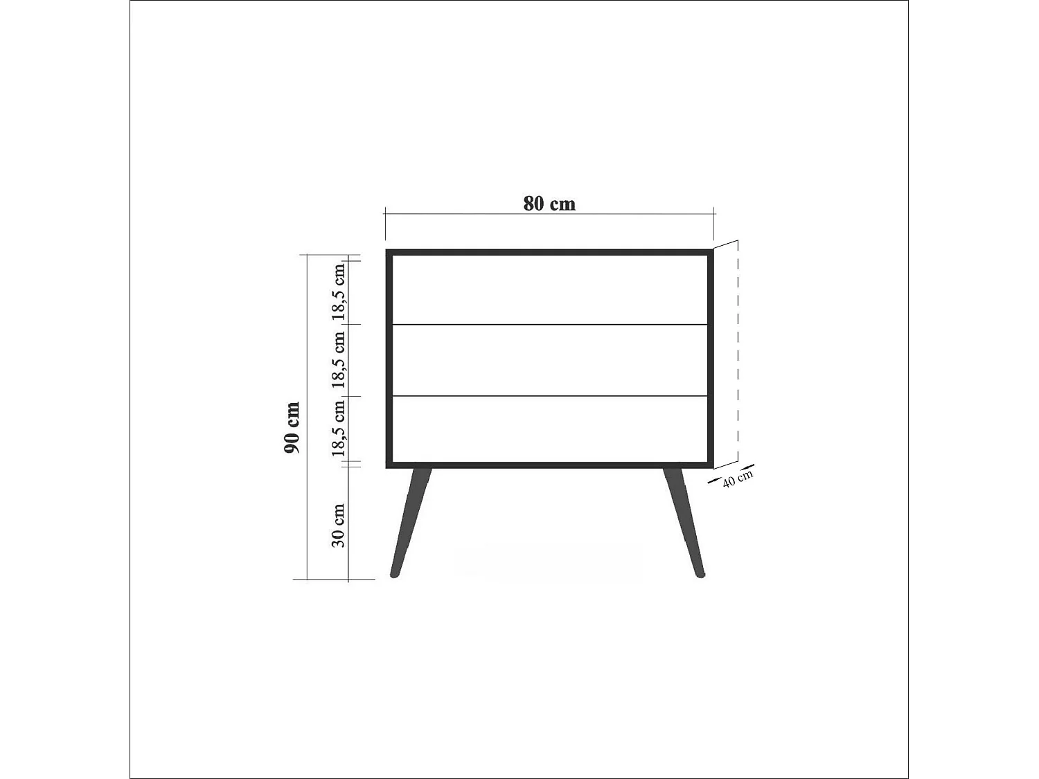 Commode 3 tiroirs Irnila L80cm Bois clair Motif Cadre en relief