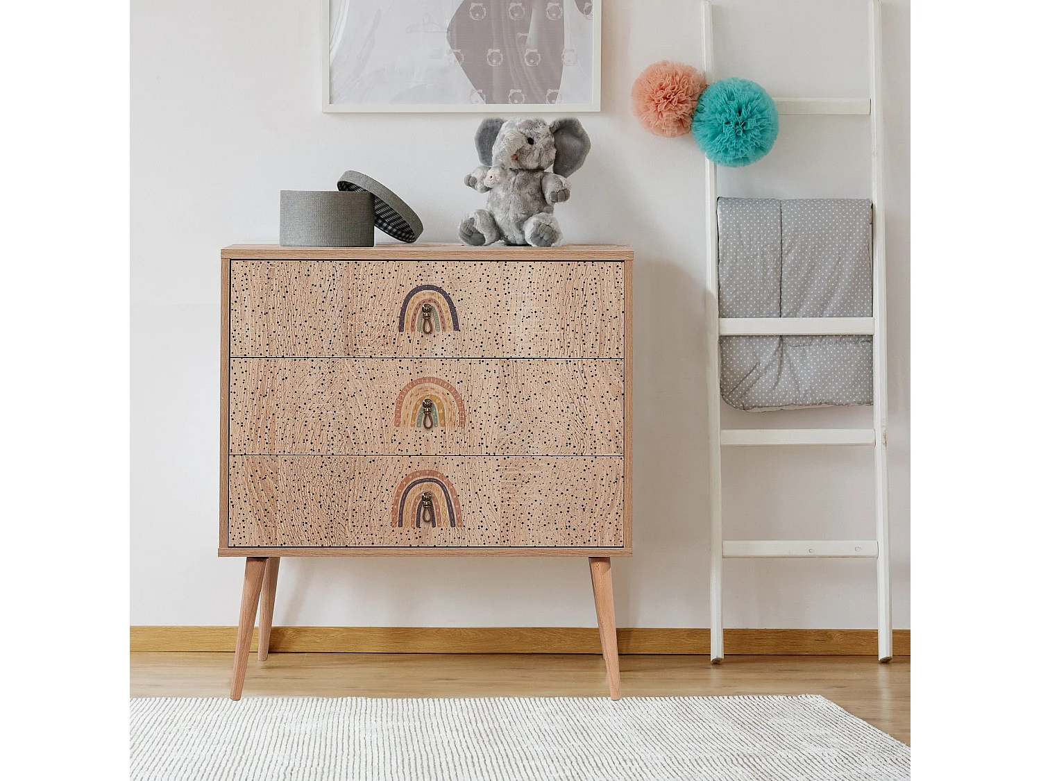 Cómoda City Trio Rainbow multicolor 80x40x89 cm