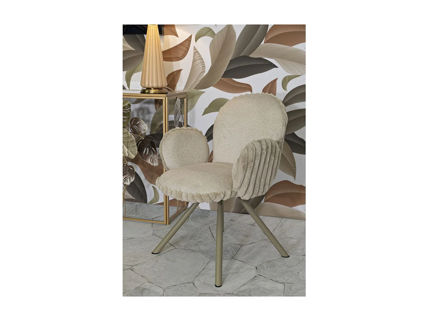 Lot de 2 Chaises MF887, Beige, 64x68x83 cm, Epikasa