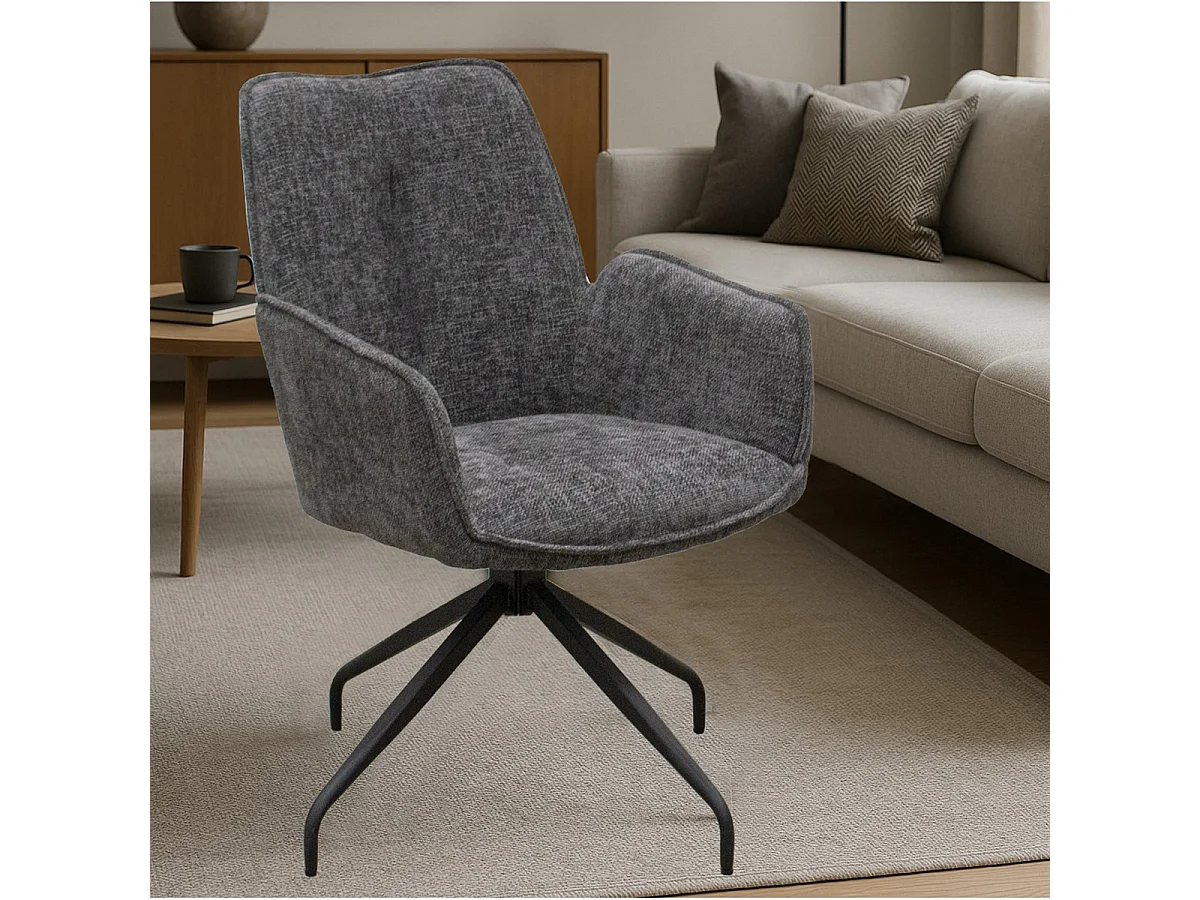 Lot de 2 Chaises Liz, Gris, 55x65x91 cm, Seven Design