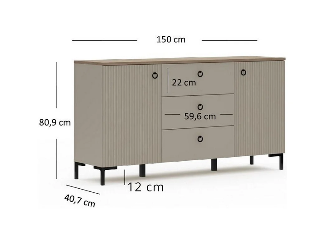 Madia Lucrezia, Beige, 150x41x81 cm, Epikasa