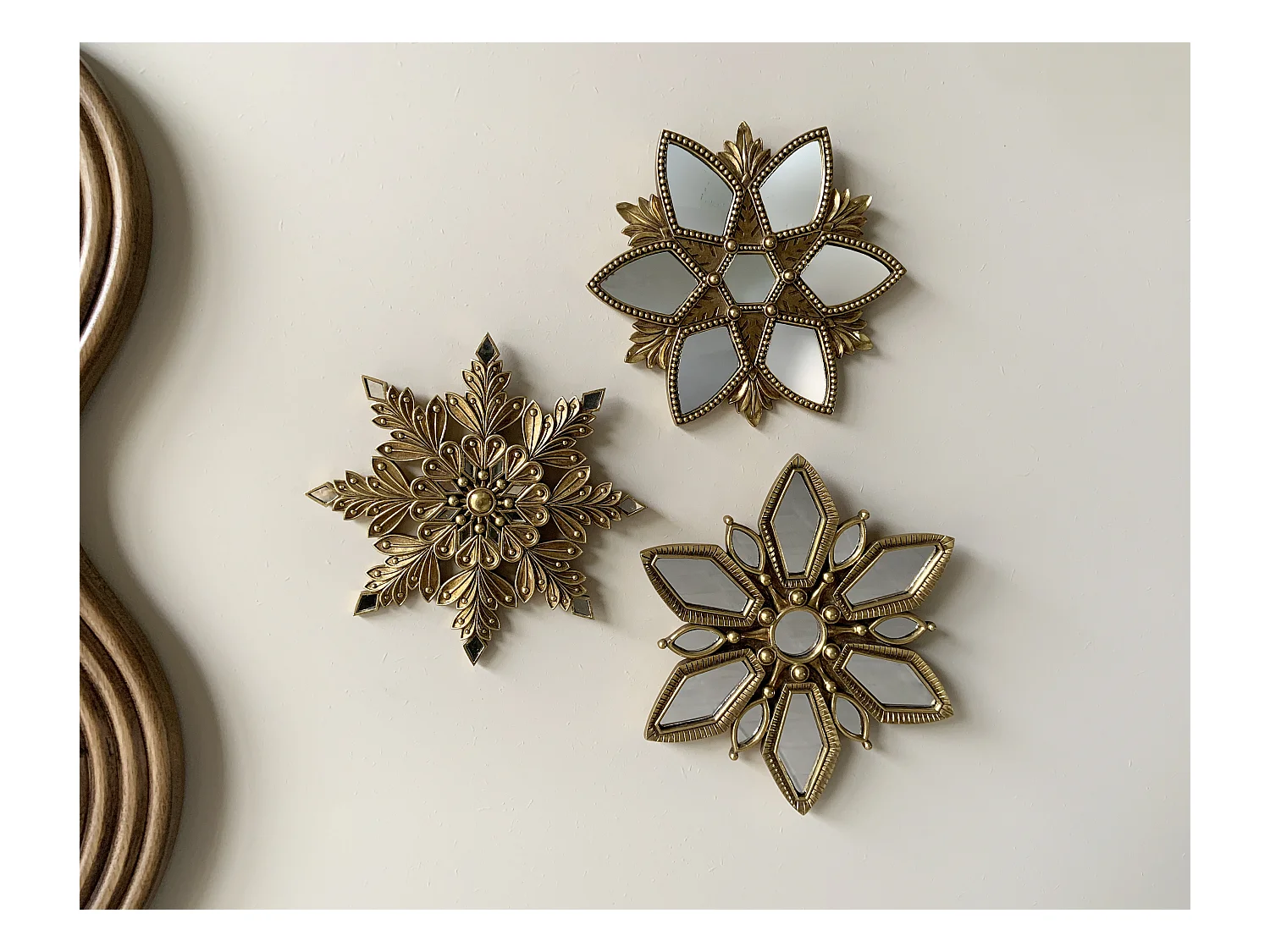 Déco murale flocon doré 20.5x20.5cm