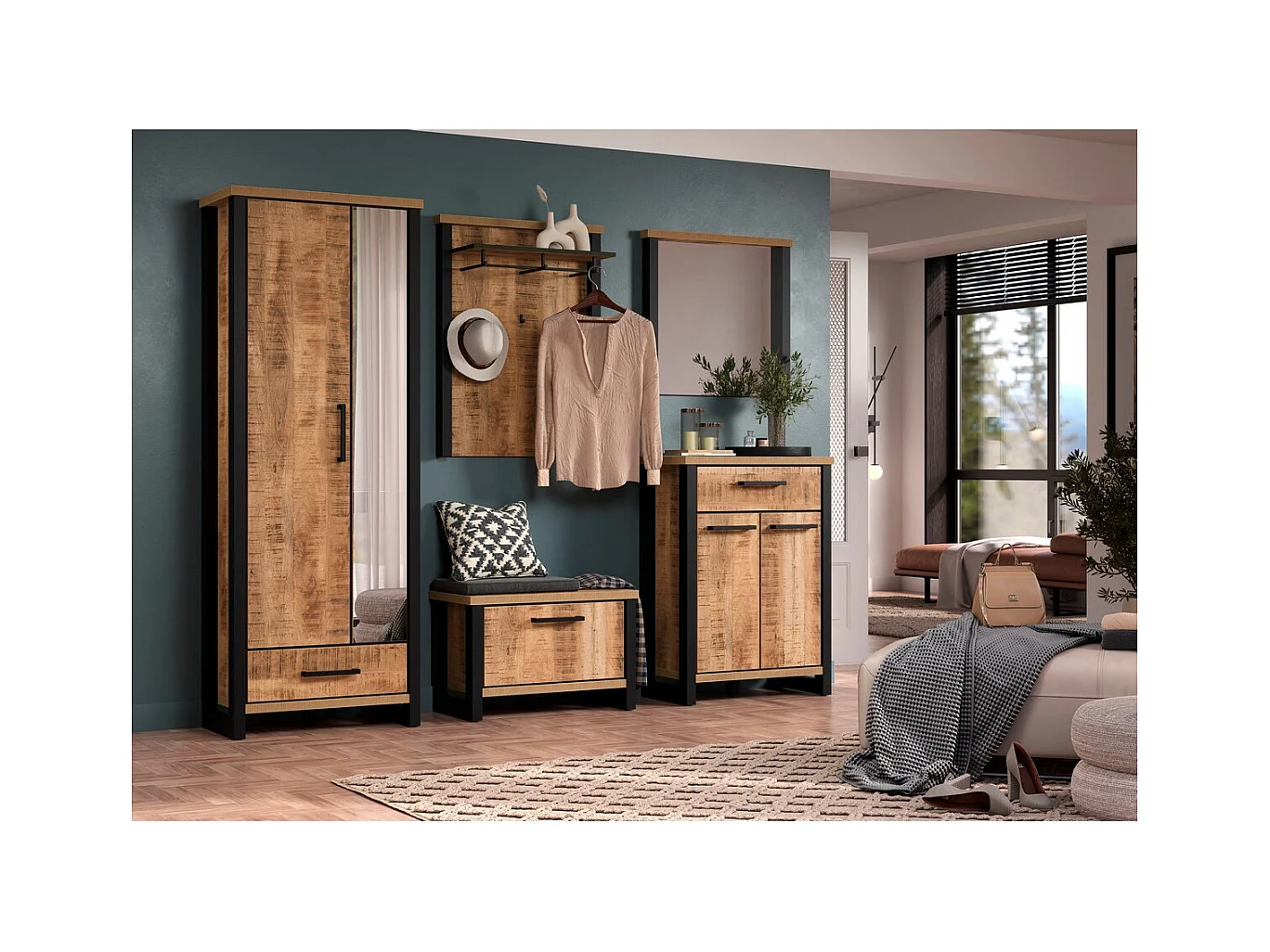 Credenza Enna, Marrone, 73x39x100 cm, Epikasa