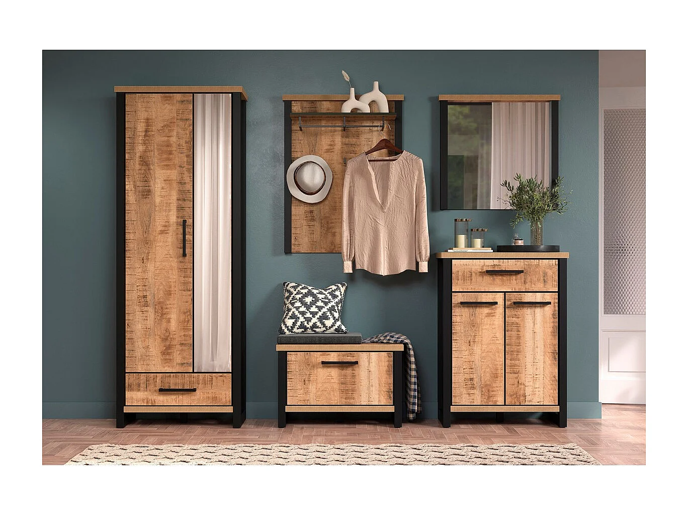 Credenza Enna, Marrone, 73x39x100 cm, Epikasa