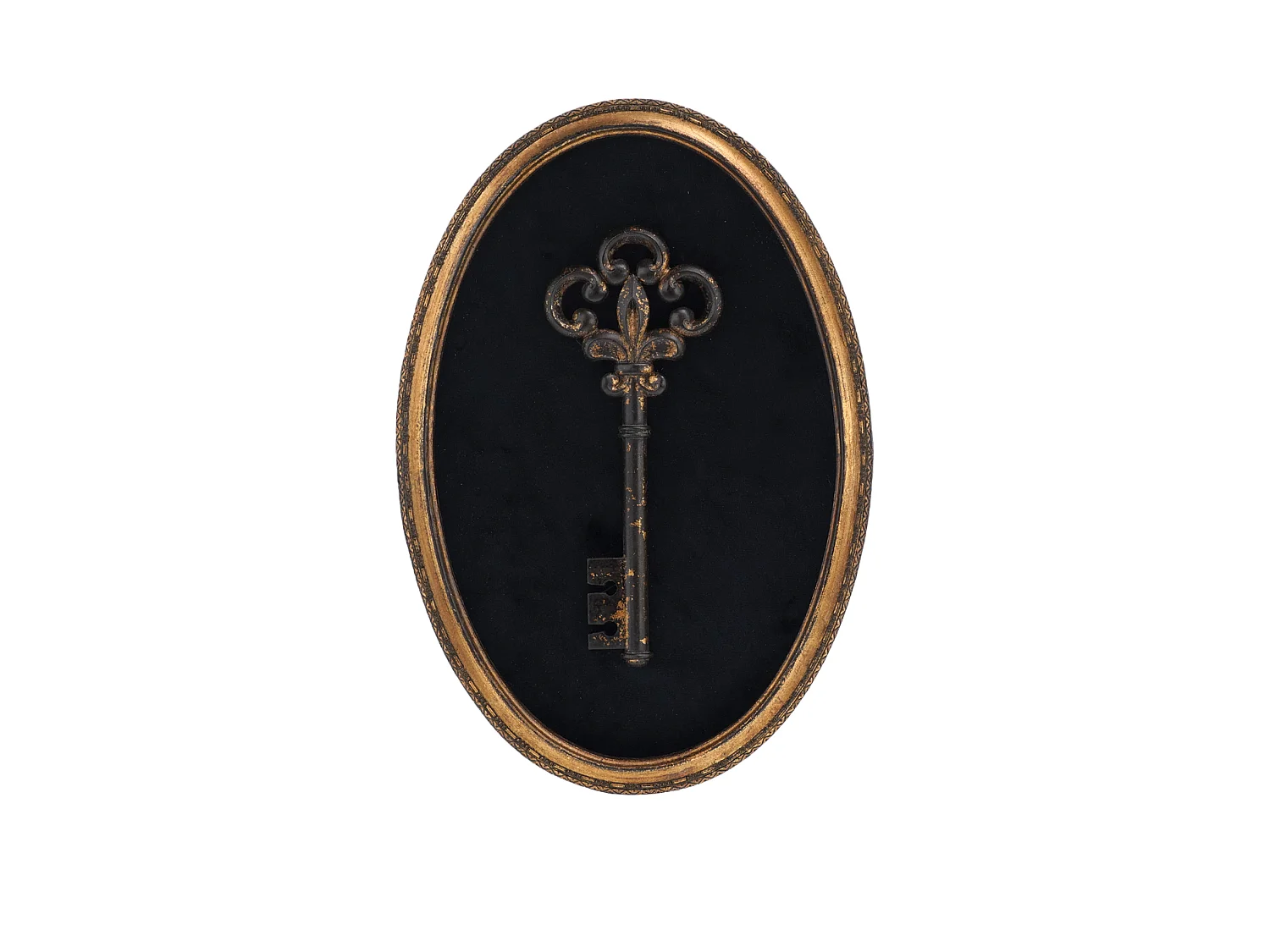 Déco murale clé velours noir et doré 21.4x31.2cm