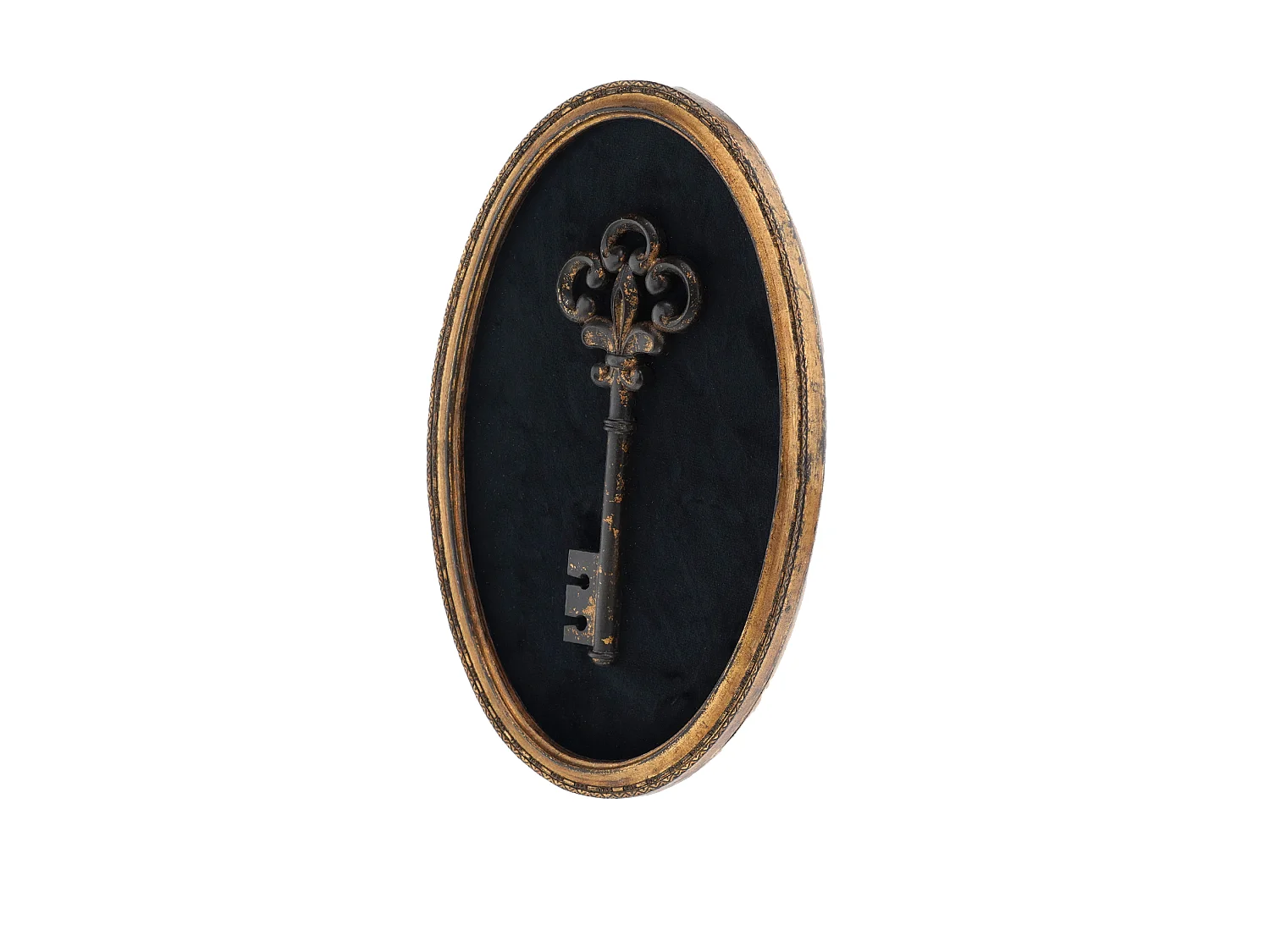 Déco murale clé velours noir et doré 21.4x31.2cm
