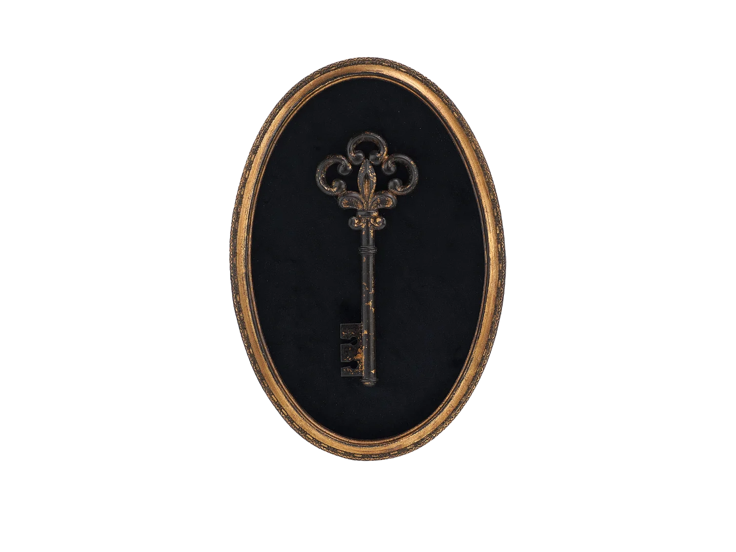 Déco murale clé velours noir et doré 21.4x31.2cm