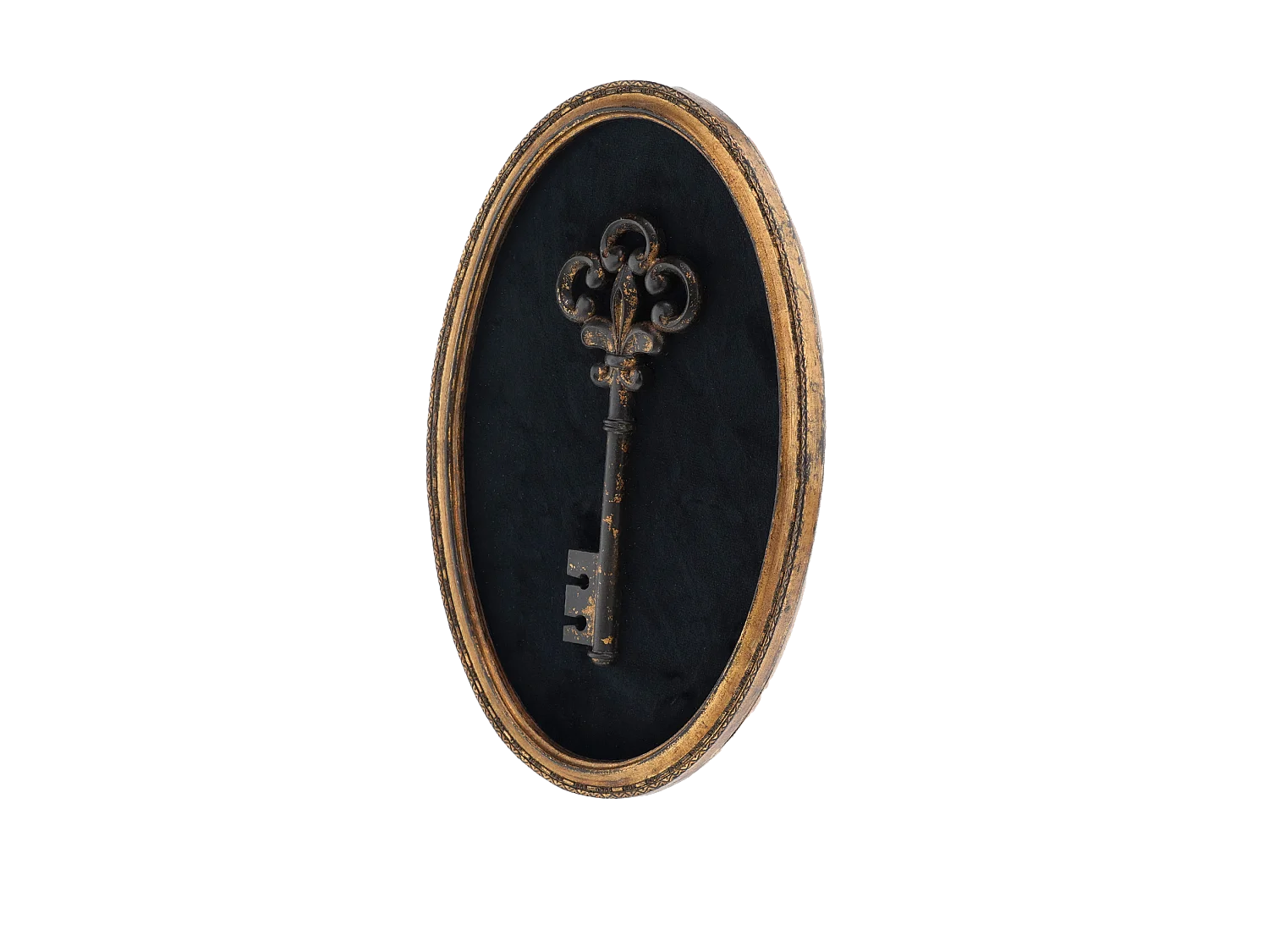 Déco murale clé velours noir et doré 21.4x31.2cm