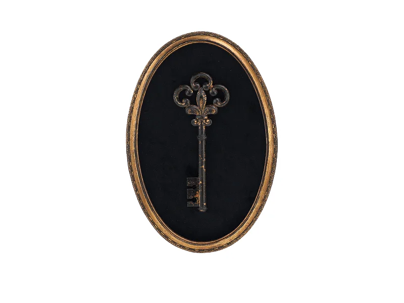 Déco murale clé velours noir et doré 21.4x31.2cm