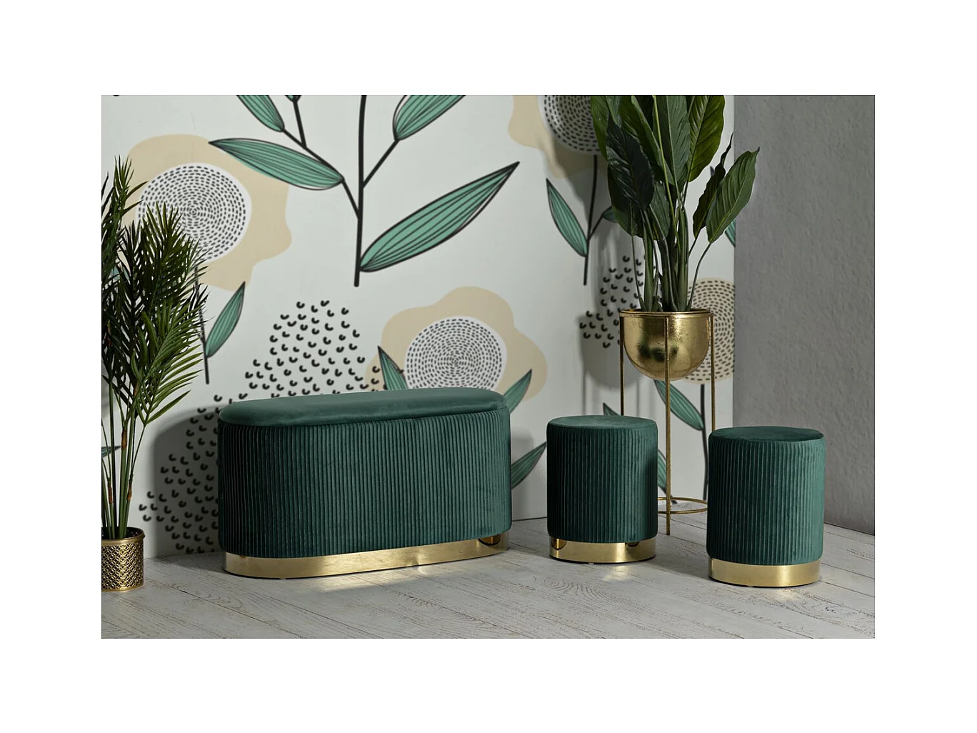 Bank met Opbergruimte MF876, Groen, 80x37x42 cm, Epikasa