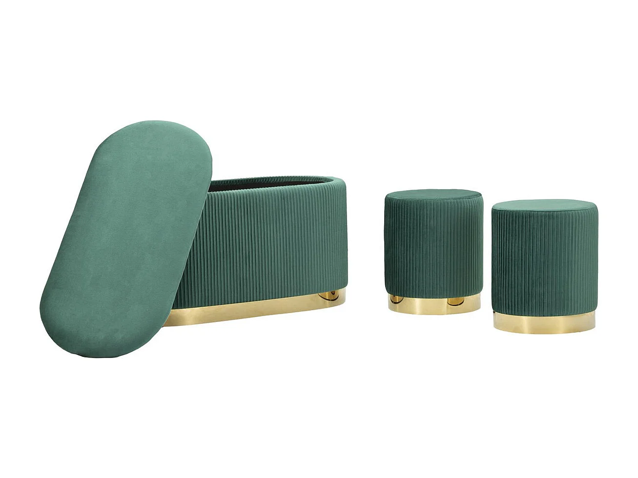 Ławka z Miejscem do Przechowywania MF876, Zielony, 80x37x42 cm, Seven Design