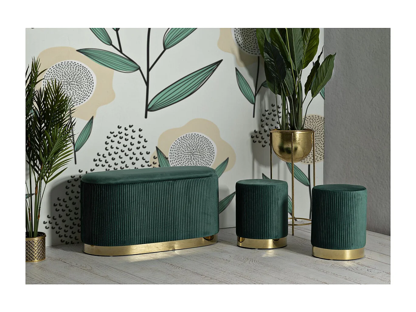 Ławka z Miejscem do Przechowywania MF876, Zielony, 80x37x42 cm, Seven Design