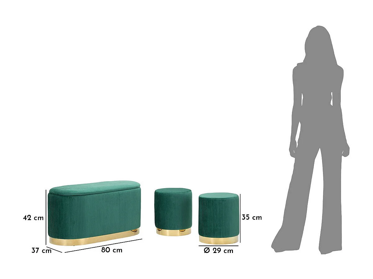 Ławka z Miejscem do Przechowywania MF876, Zielony, 80x37x42 cm, Seven Design