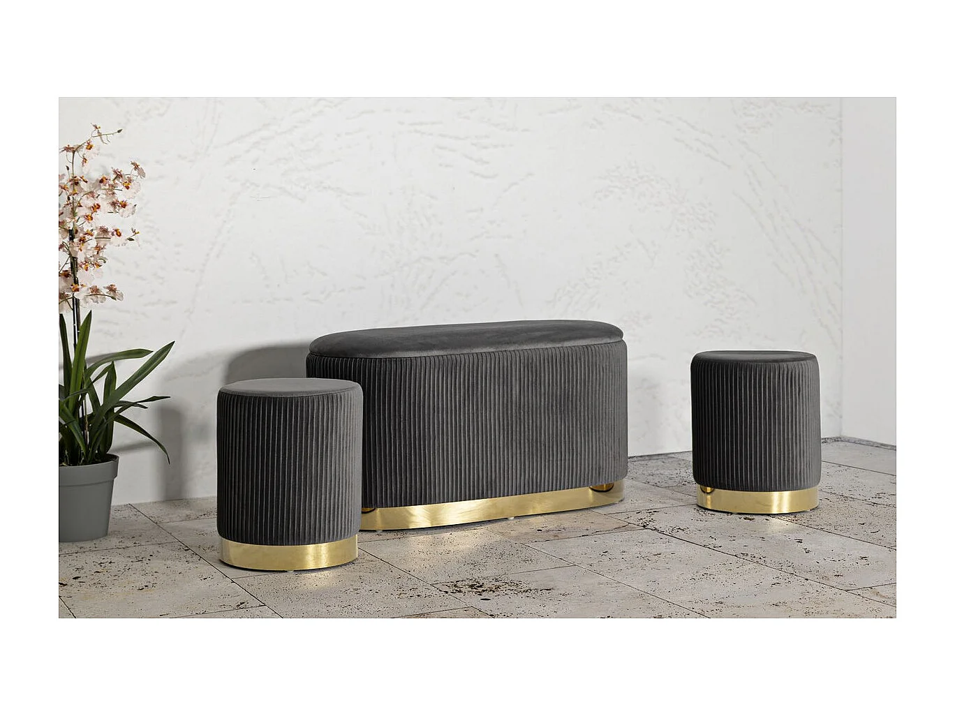 Ławka z Miejscem do Przechowywania MF875, Szary, 80x37x42 cm, Epikasa