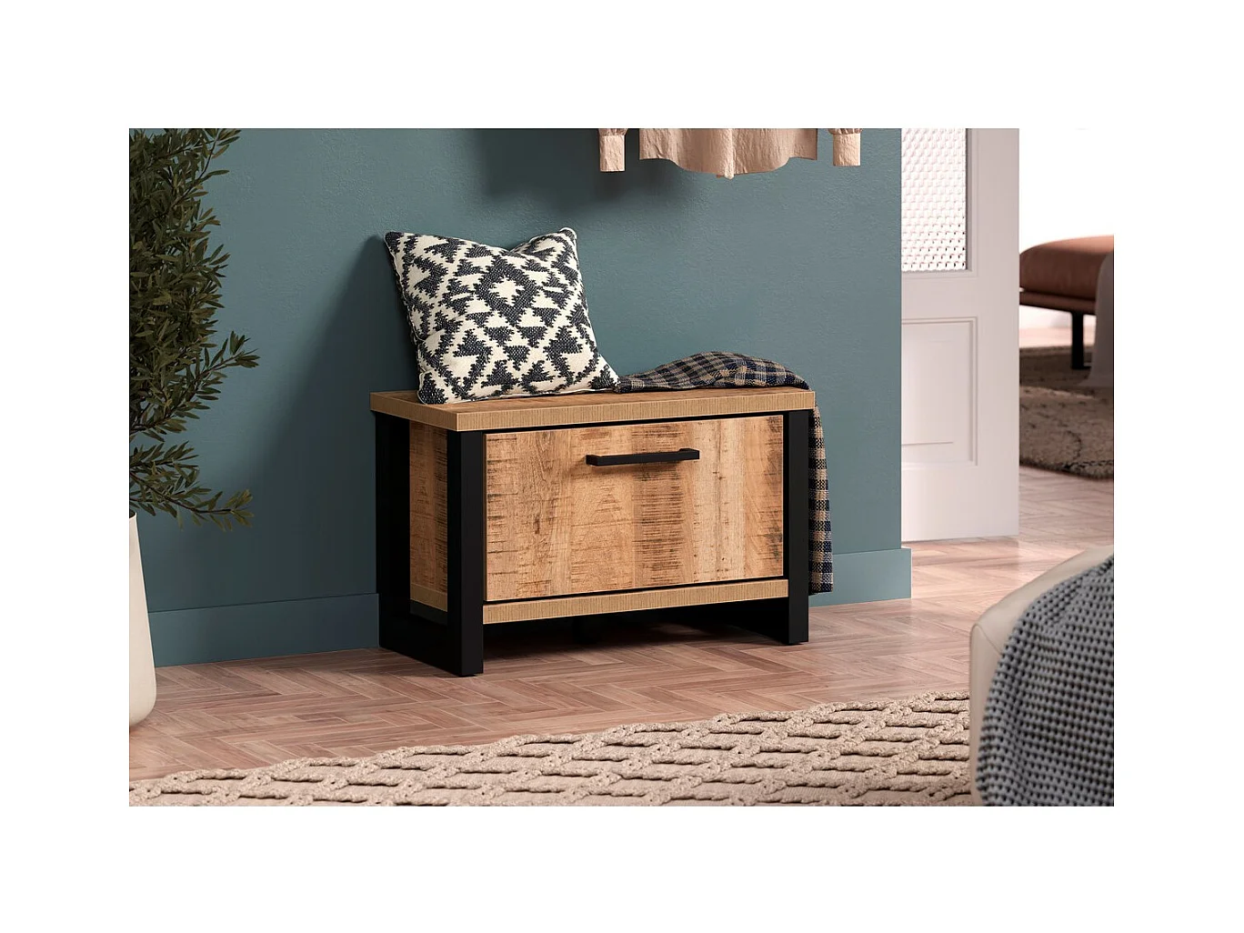 Ławka z Miejscem do Przechowywania Enna, Brązowy, 73x39x47 cm, Epikasa