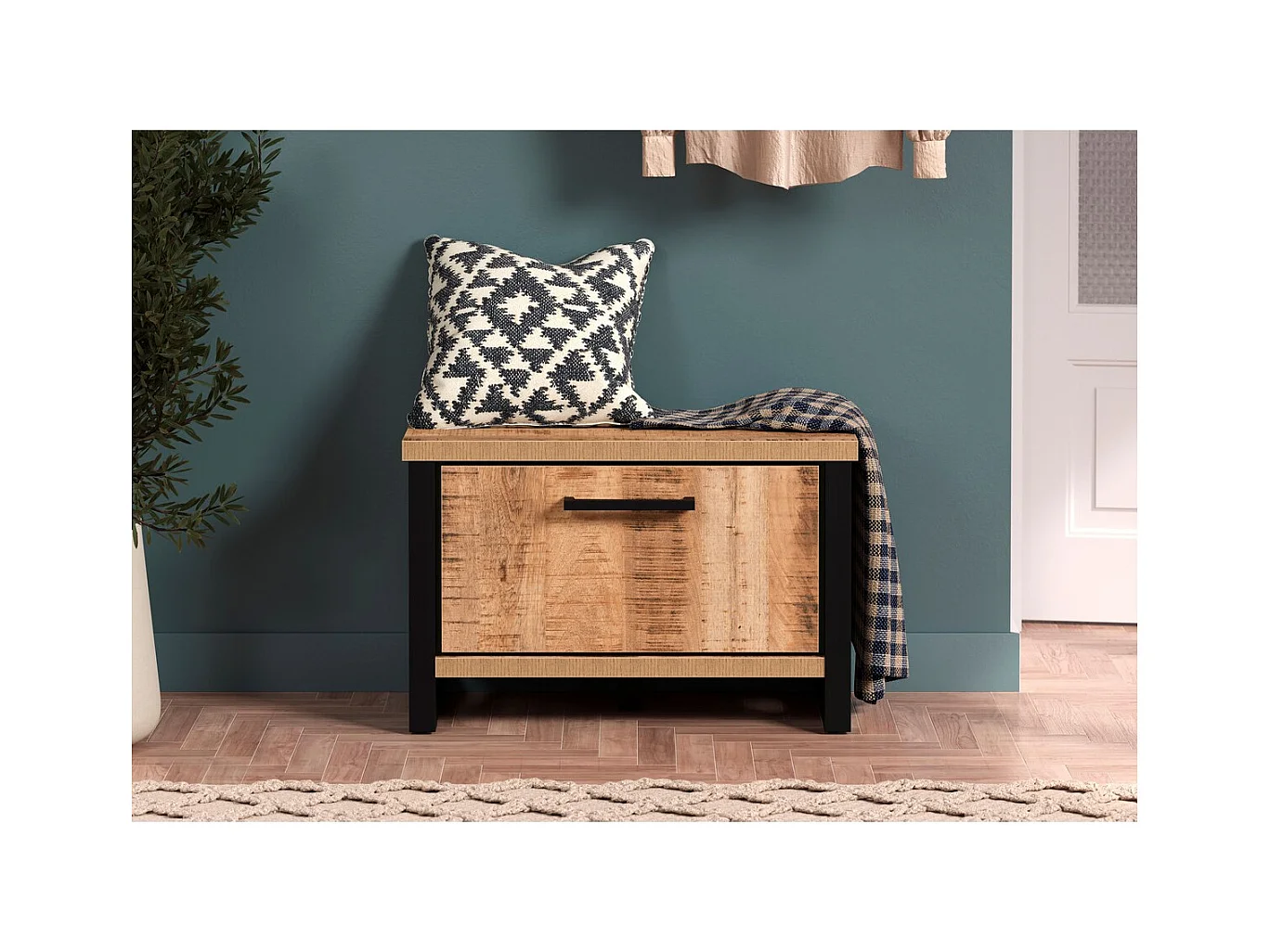 Ławka z Miejscem do Przechowywania Enna, Brązowy, 73x39x47 cm, Epikasa