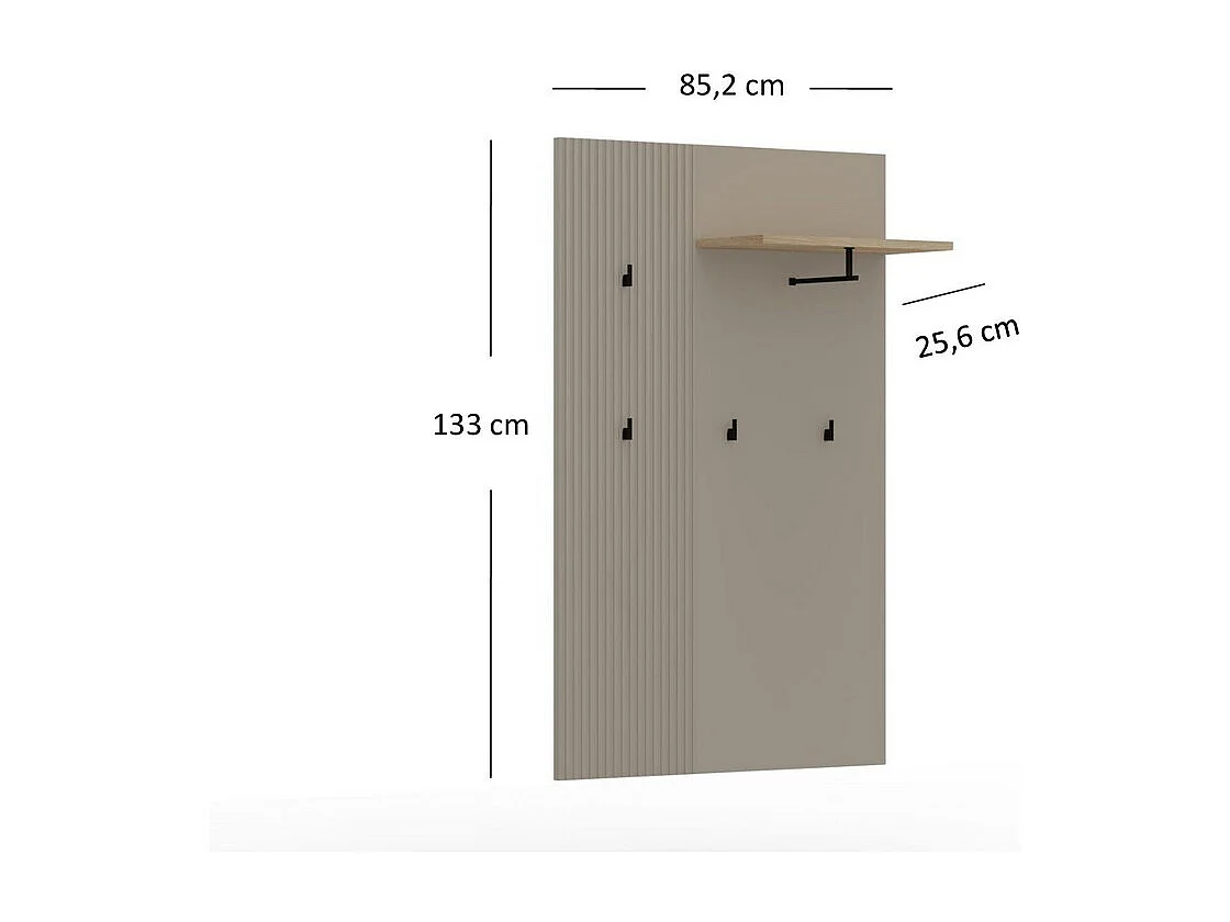 Porte-Manteau Murale Lucrezia, Beige, 85x26x133 cm, Seven Design