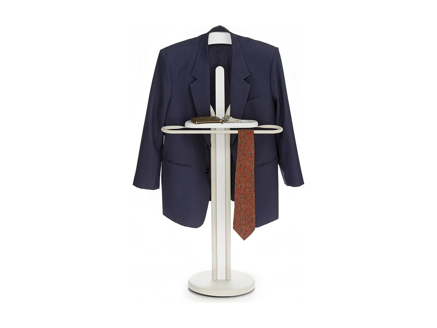 Valet de chambre FABIO en métal couleur beige et blanc chevalet de nuit portant pour vêtements structure en aluminium