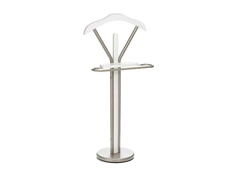 Valet de chambre FABIO en métal couleur champagne et blanc chevalet de nuit portant pour vêtements structure en aluminium