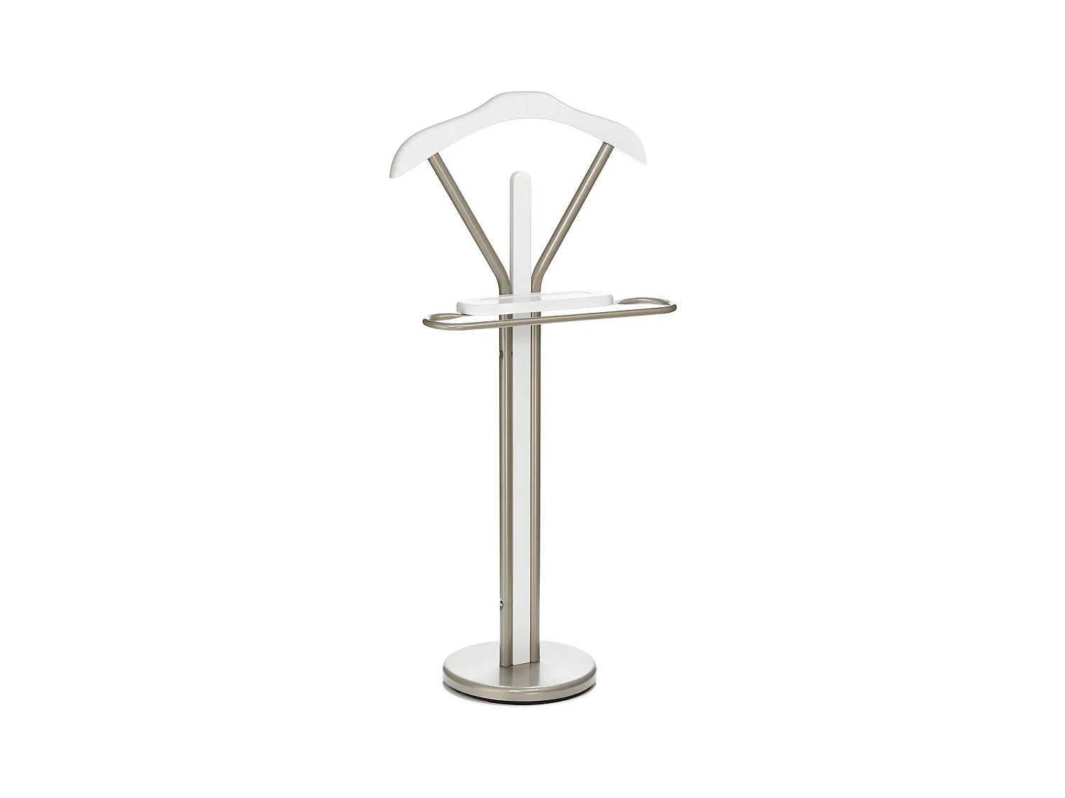 Valet de chambre FABIO en métal couleur champagne et blanc chevalet de nuit portant pour vêtements structure en aluminium